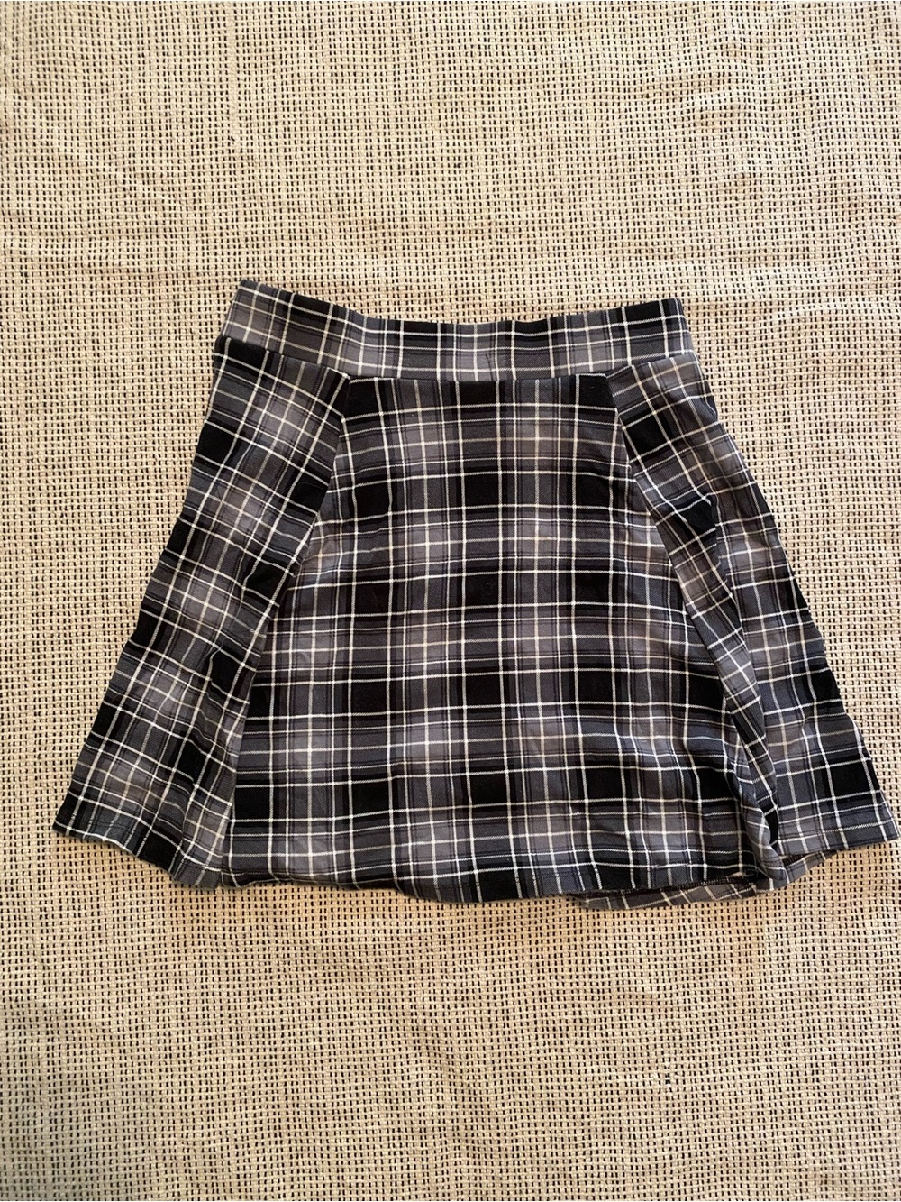Black Plaid Mini Skirt with Flared Panels